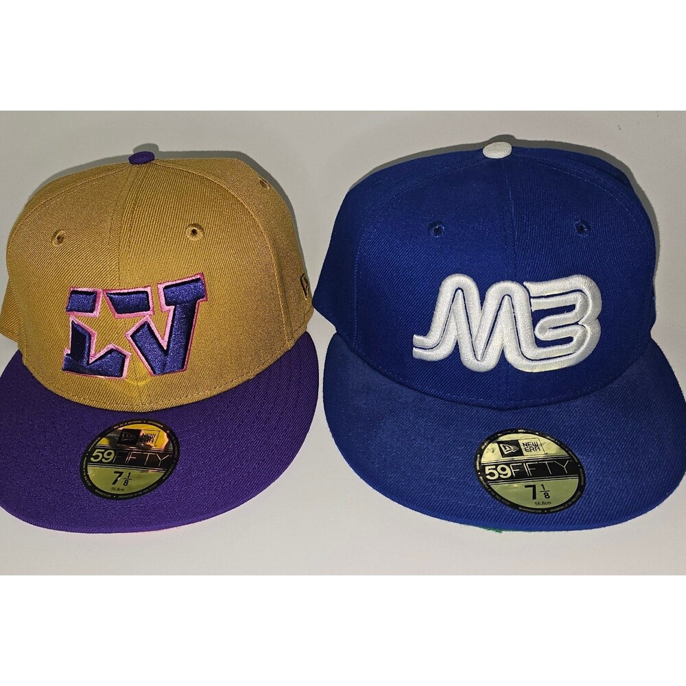 Lot 2 MiLB Baseball New Era 59Fifty Hat Sz 7 Vegas Aviators Myrtle Hurricanes